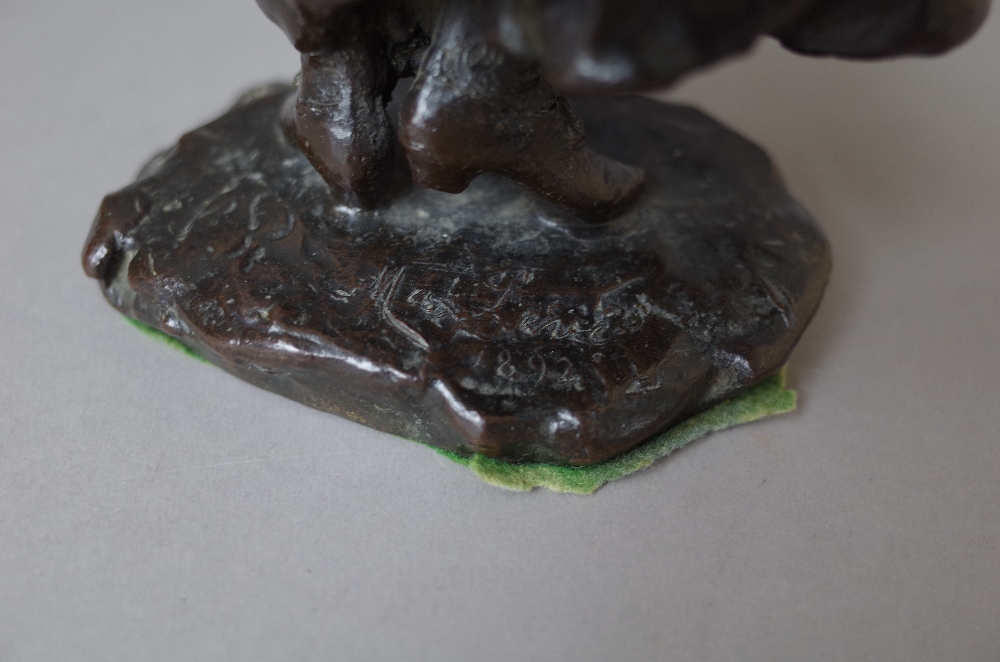 A bronze figure of a Victorian lady, indistinctly signed and dated 1892, - Image 2 of 2