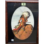 R** M** (20th century), An American Indian Chief, watercolour,