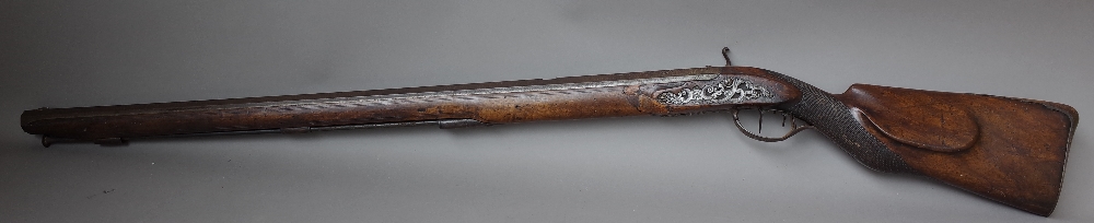 An early 19th century percussion combination hunting rifle with removable rifled barrel,