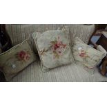 Three foliate Aubusson cushions, (3).