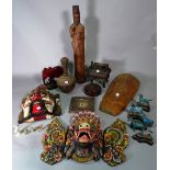 Asian wares, including; a bronze censor, a group of four glazed ceramic horses,