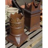 Two 19th century terracotta chimney pots, 63cm and 54cm high, (2).