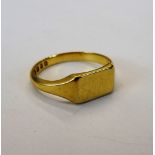 An 18ct gold signet ring, of plain rectangular form, London 1936, weight 3.5 gms, ring size M 1/2.