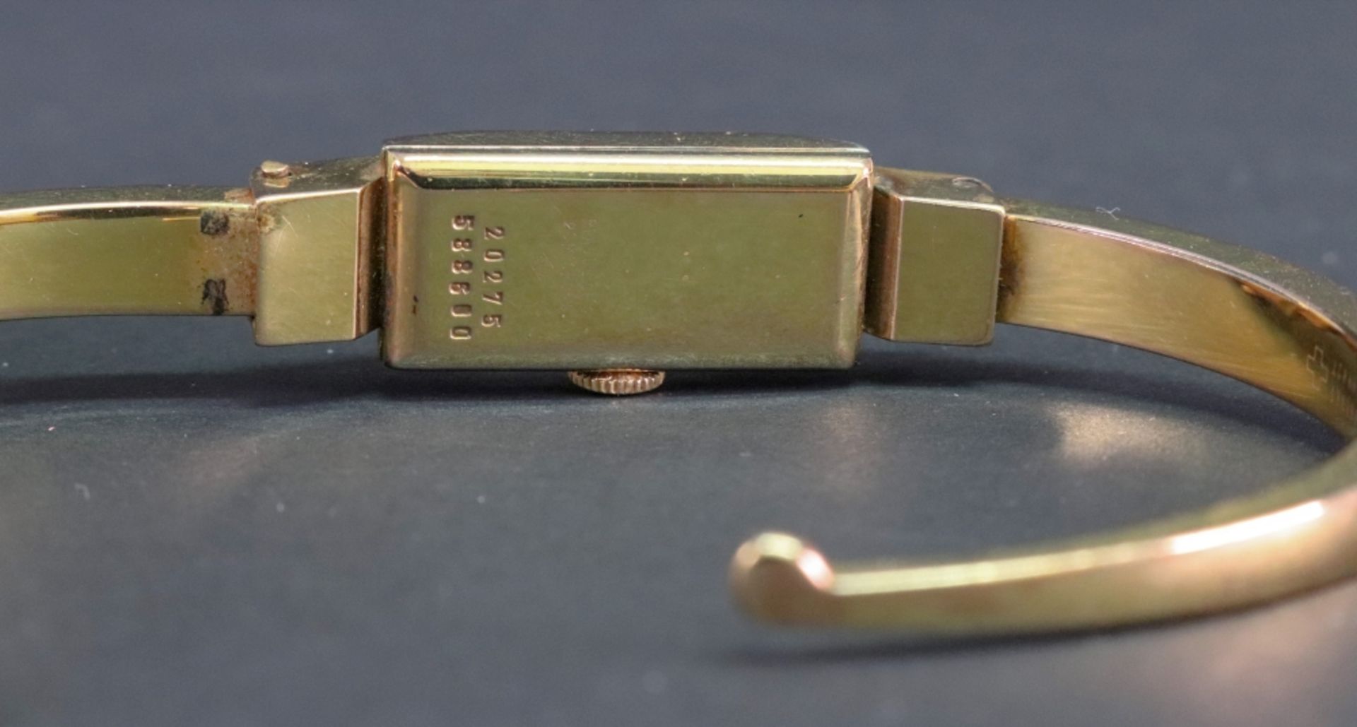 Baume & Mercier, Geneve; a lady's gold plated bangle wristwatch, - Image 3 of 3