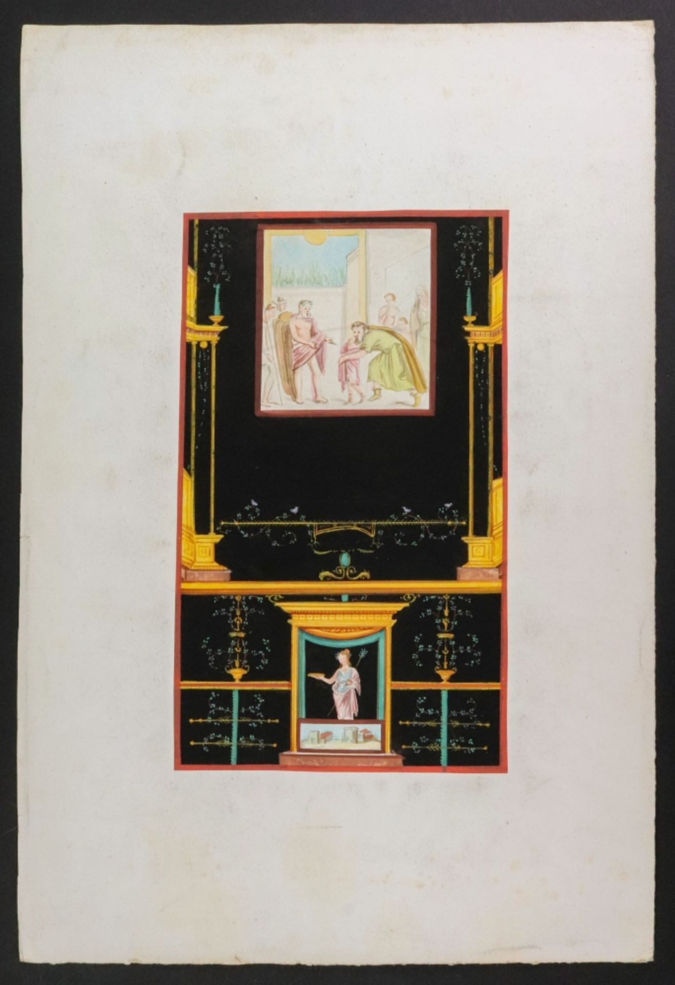 A collection of thirteen works in watercolour and gouache portraying interiors and classical scenes, - Image 18 of 26