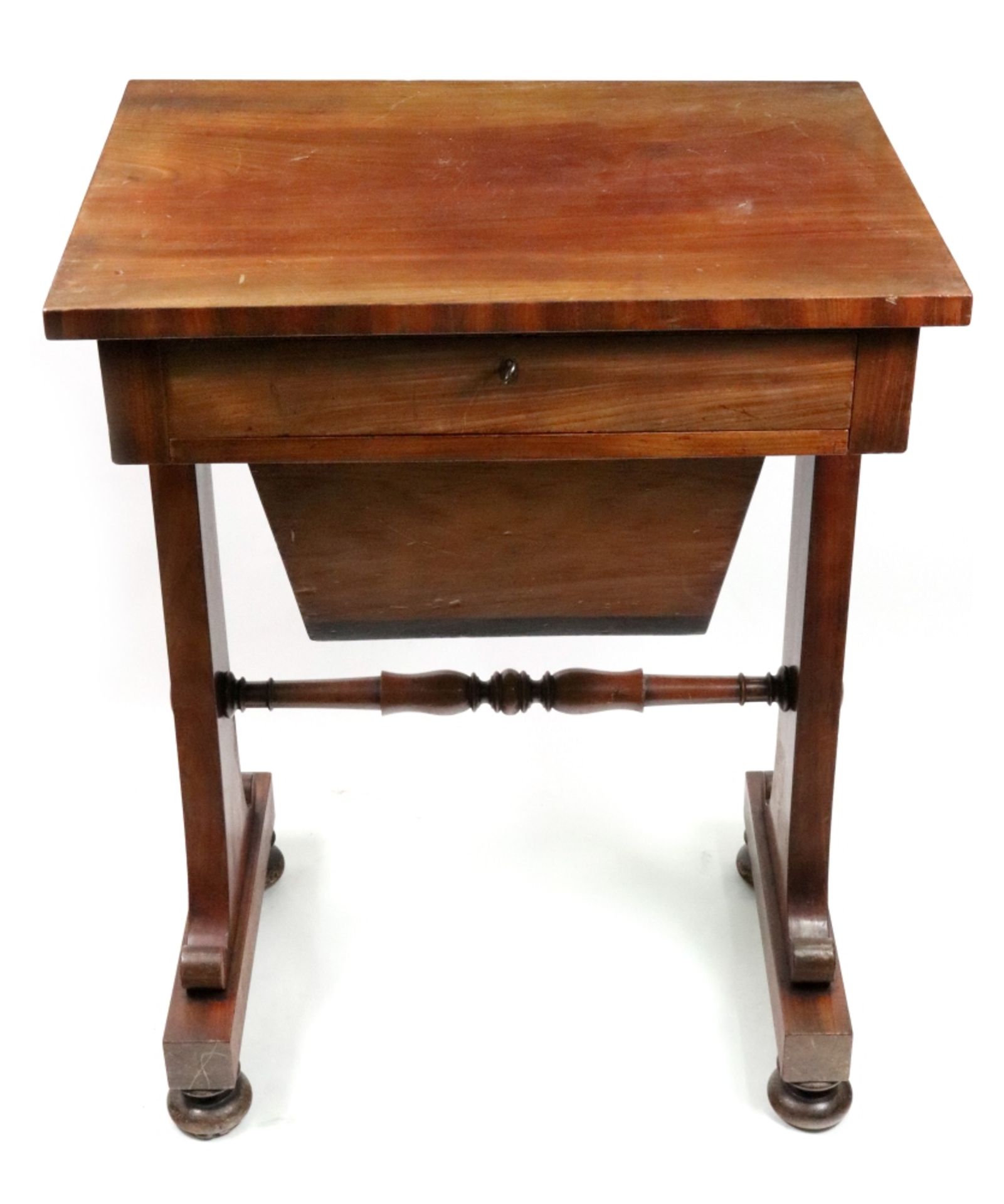 An early Victorian mahogany sewing table,