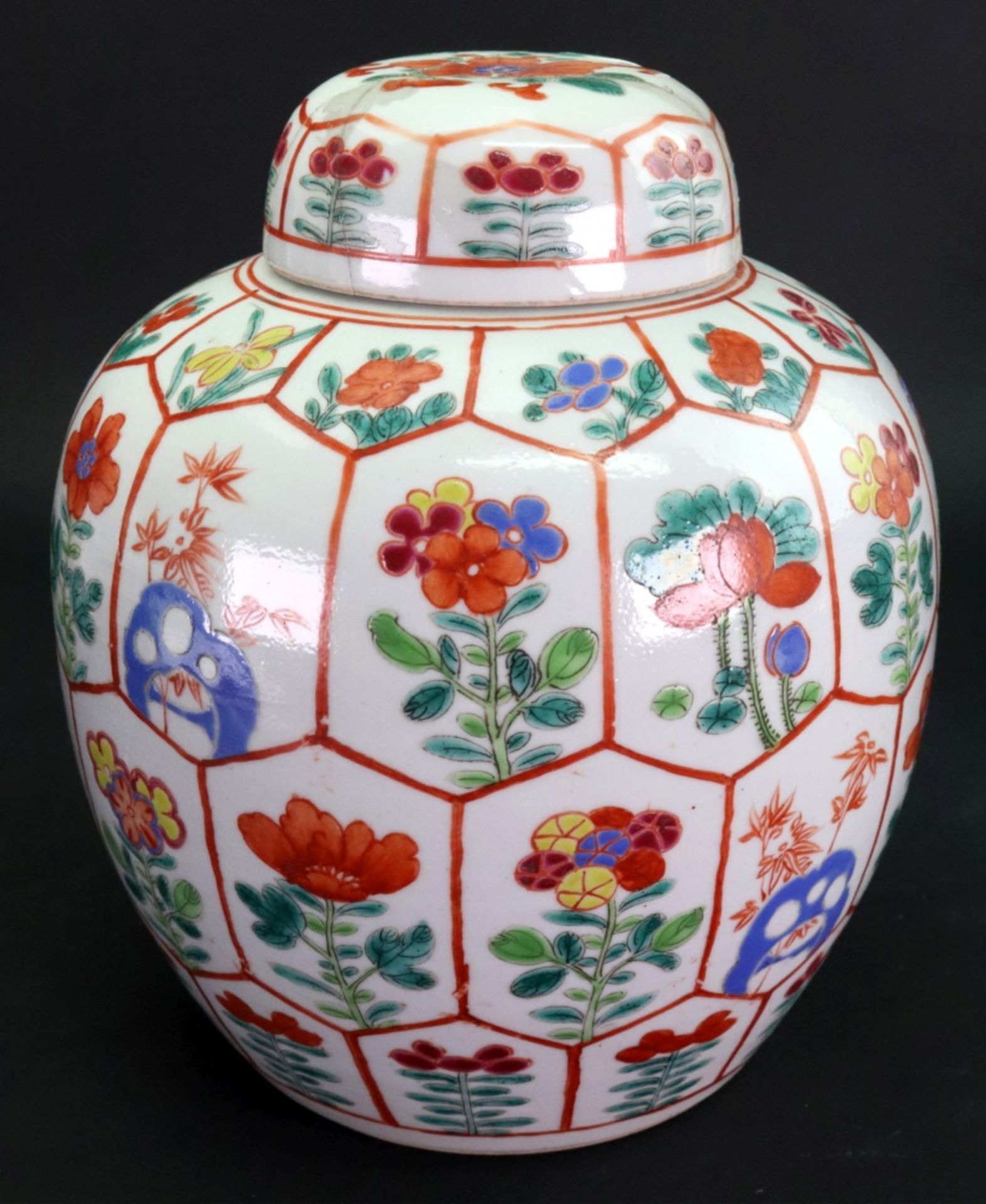 A pair of Chinese famille rose ovoid jars and covers, 20th century, - Image 3 of 14