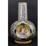 A tall Italian Maiolica bottle vase, late 19th/early 20th century,