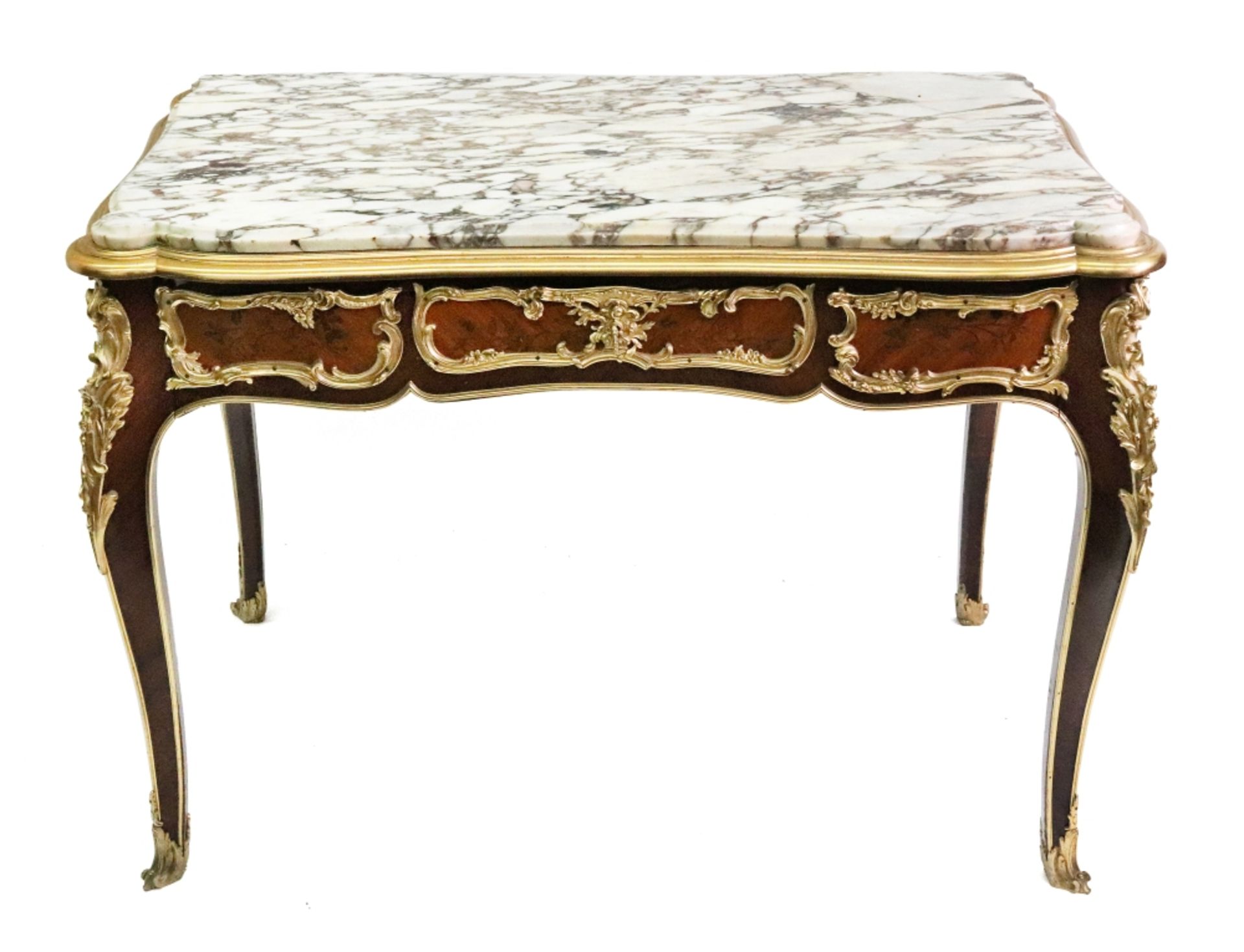 A Louis XV style rosewood ormolu mounted centre table, first half 20th century,