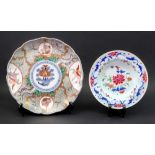 A Chinese famille rose pudding plate, Qianlong, brightly enamelled with flowers,