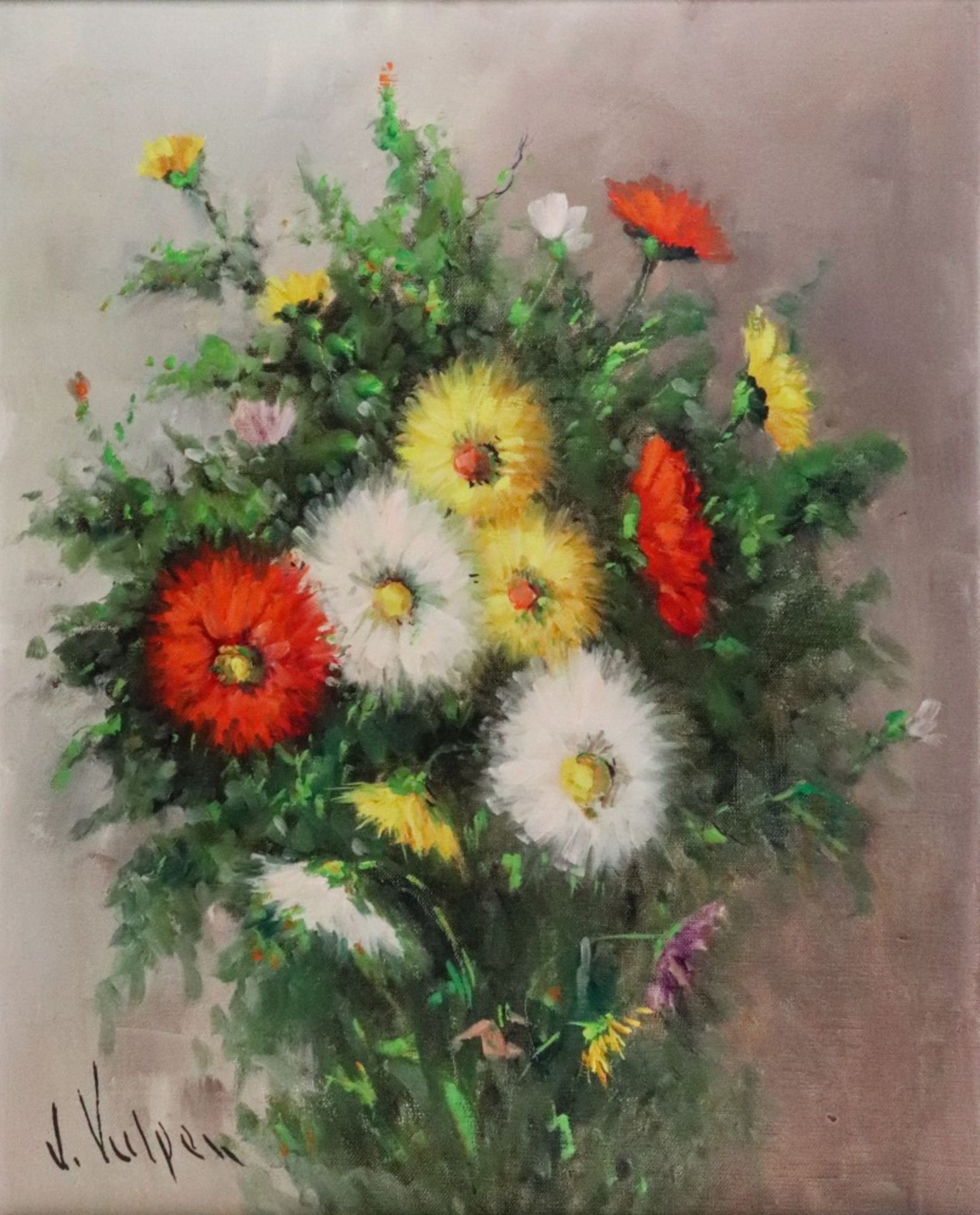 V Vulpen (European, 20th Century) Still life of flowers, signed 'V Vulpen' (lower left),
