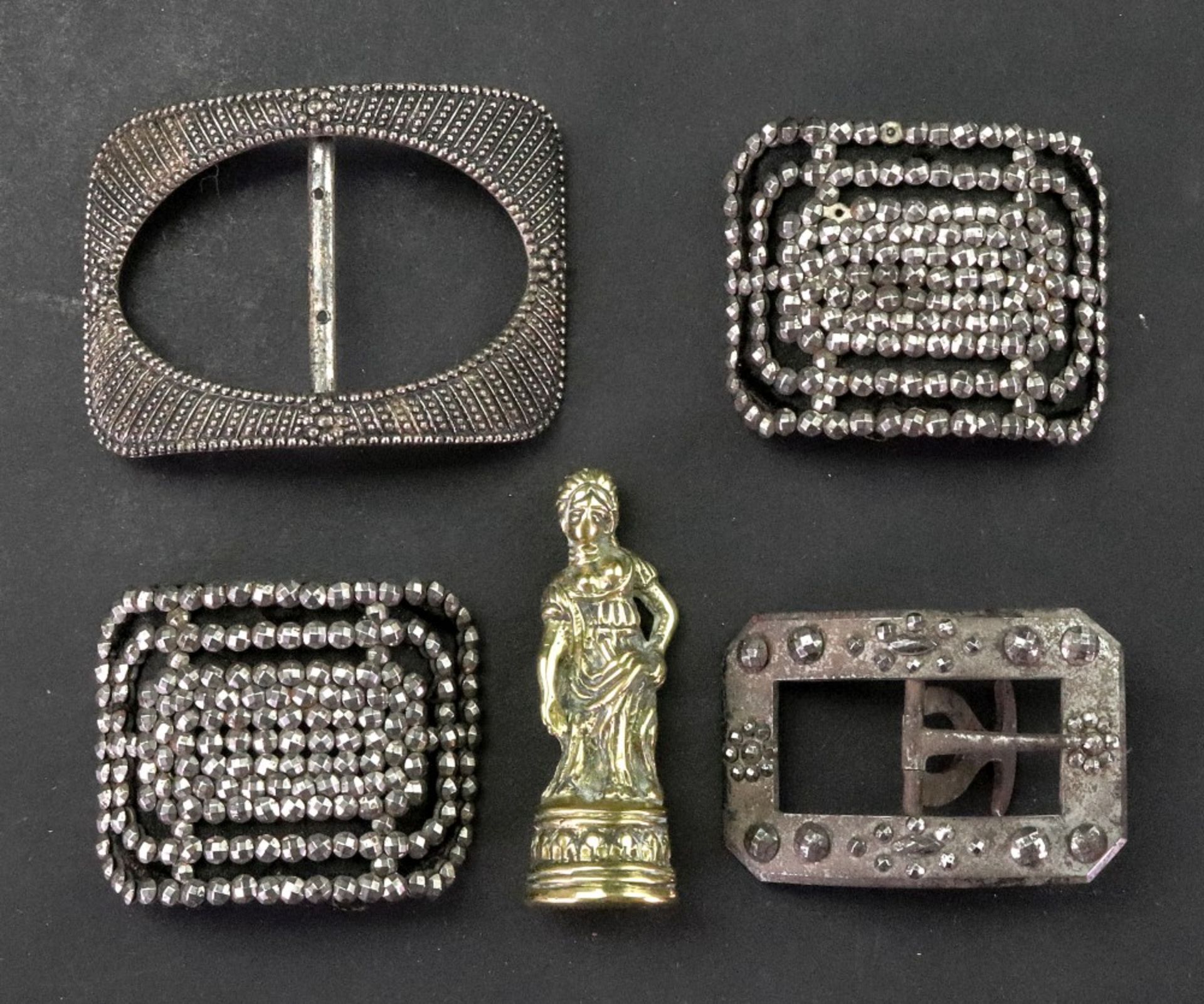 A pair of George III cut steel buckles, oblong, with rounded corners, 4.