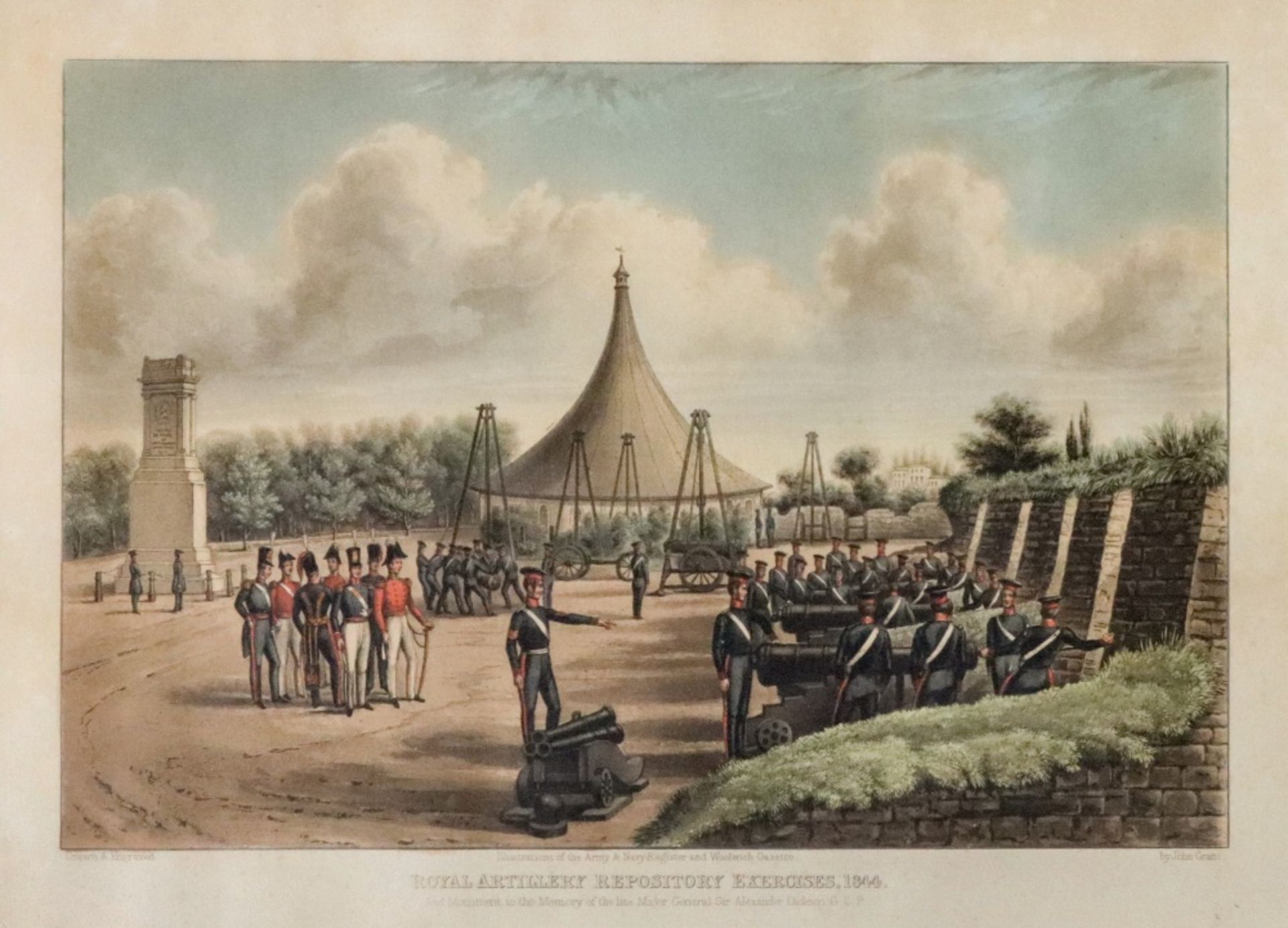 After John Grant, Royal Artillery Repository Exercises 1844, colour engraving by John Grant,