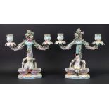 A pair of German twin branch candelabra, late 19th century,