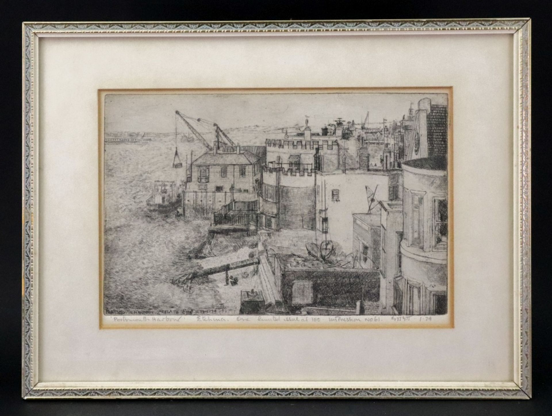 English School, 20th Century, Portsmouth Harbour, inscribed in pencil (in lower margin), etching, - Image 2 of 3