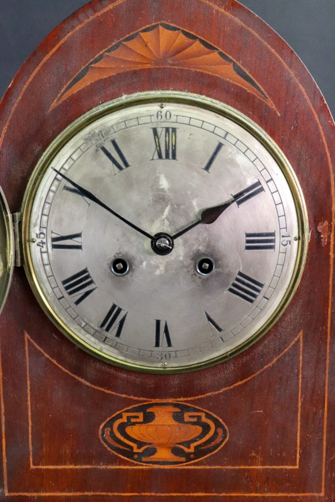 A George III style mahogany boxwood strung lancet top bracket clock, Ph. - Image 2 of 4