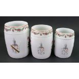 A graduated set of three Chinese Export armorial mugs, Qianlong,