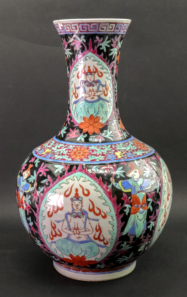 A Chinese famille rose bottle vase, 20th century, probably made for the Tibetan market,