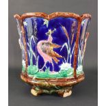 A Staffordshire Majolica jardiniere, late 19th century,