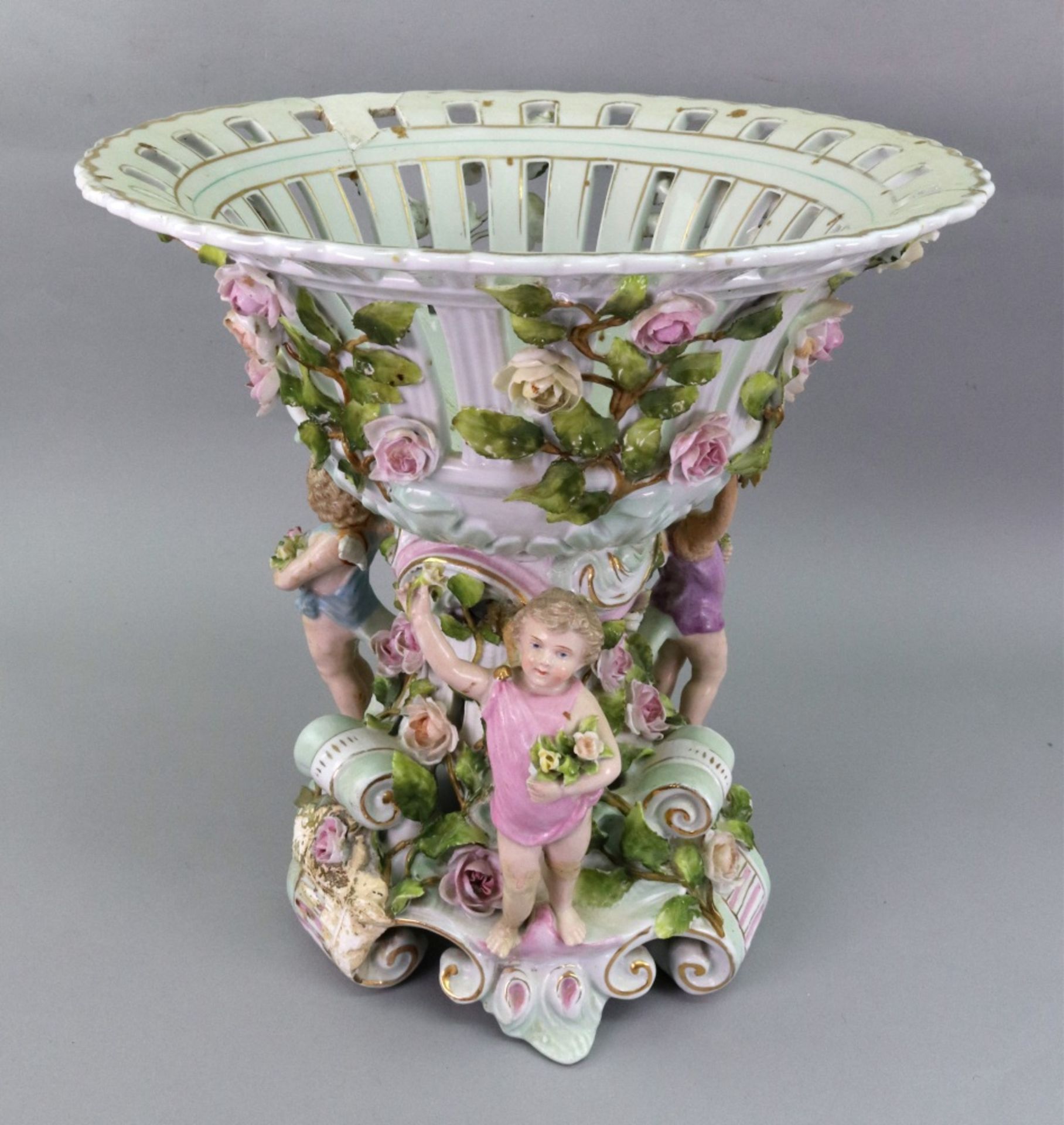 A Sitzendorf porcelain centre-piece, late 19th century, - Image 4 of 7