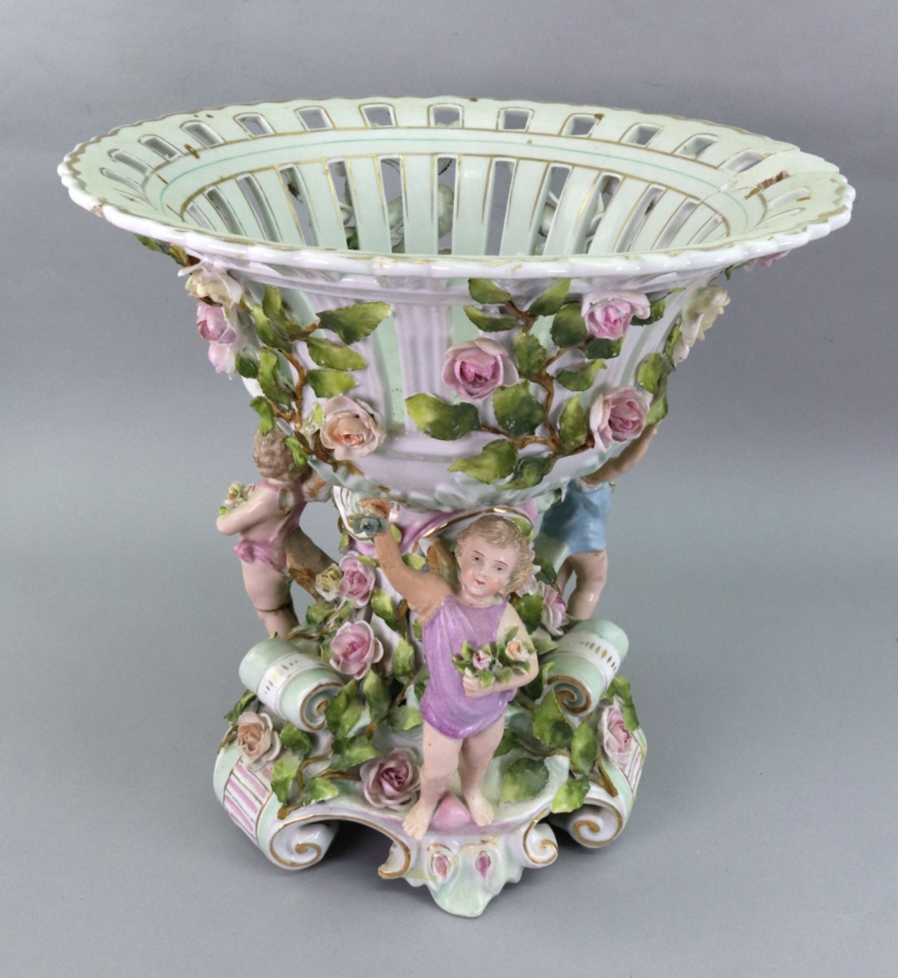 A Sitzendorf porcelain centre-piece, late 19th century,