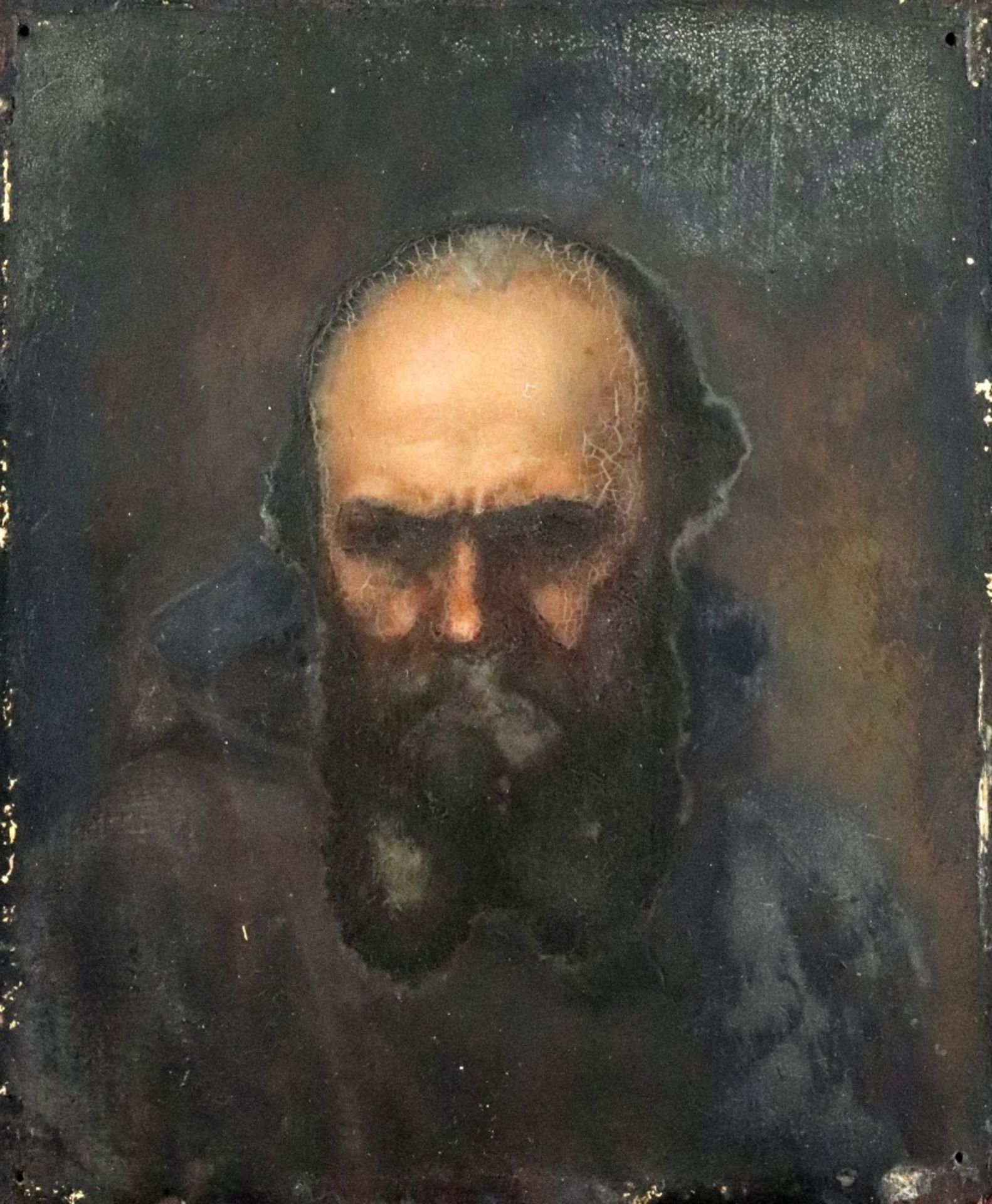 European School, 19th Century, A portrait of a bearded man, oil on panel, 10 x 8.5cm.