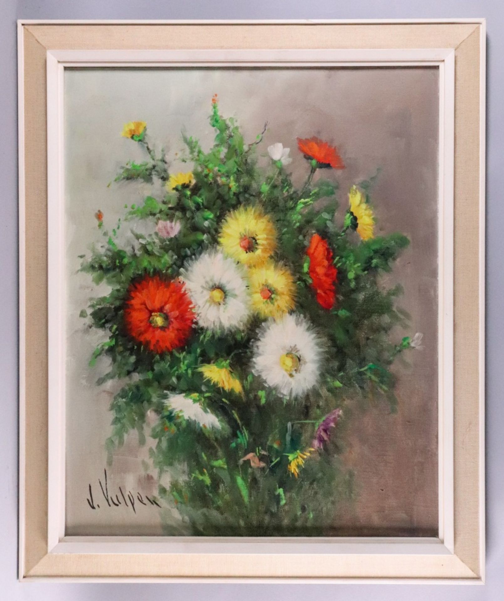 V Vulpen (European, 20th Century) Still life of flowers, signed 'V Vulpen' (lower left), - Image 2 of 2