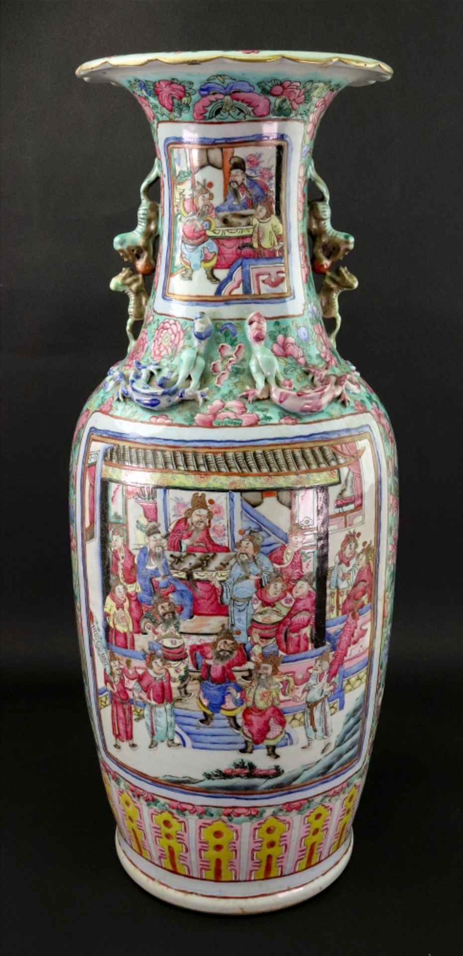 A large Chinese famille rose vase, 19th century, of baluster form,
