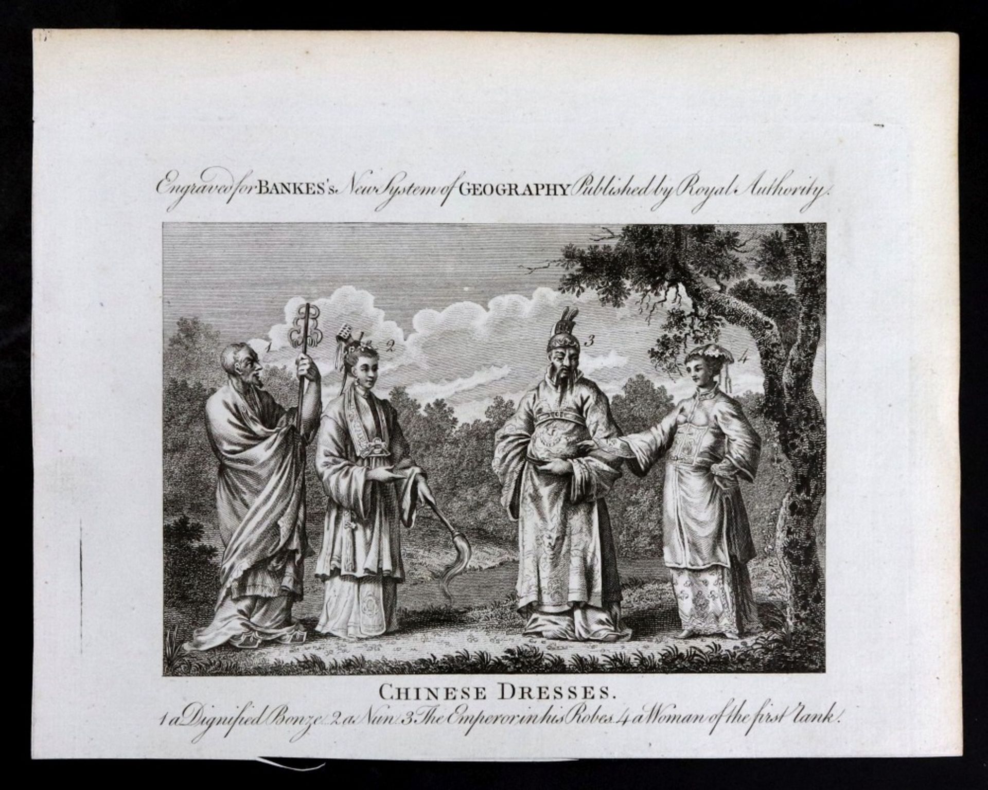 An engraving titled 'Chinese Dresses' engraved for Bankes's New History of Geography, 16 x 22cm, - Image 3 of 8