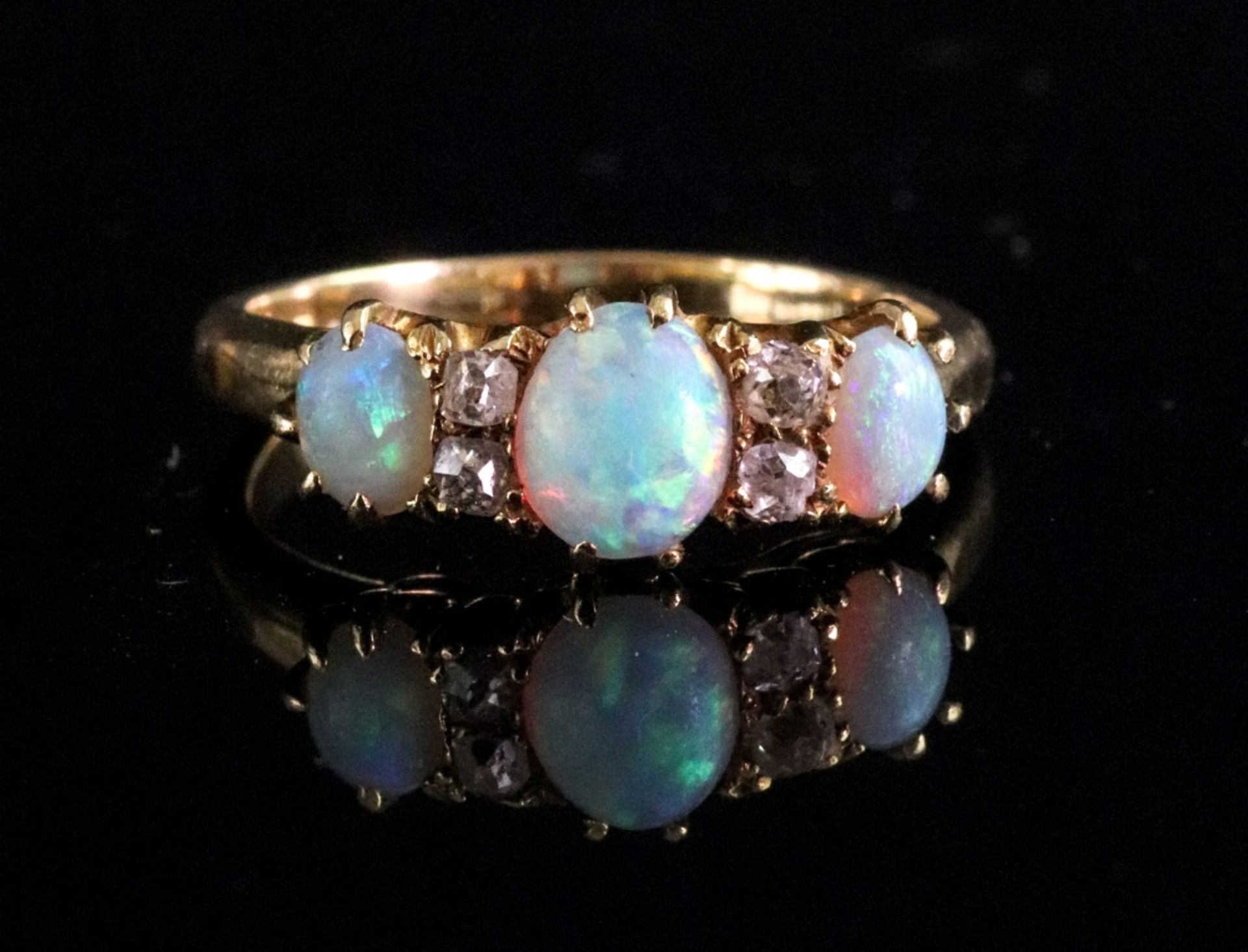 A gold, opal and diamond set ring, - Image 2 of 2
