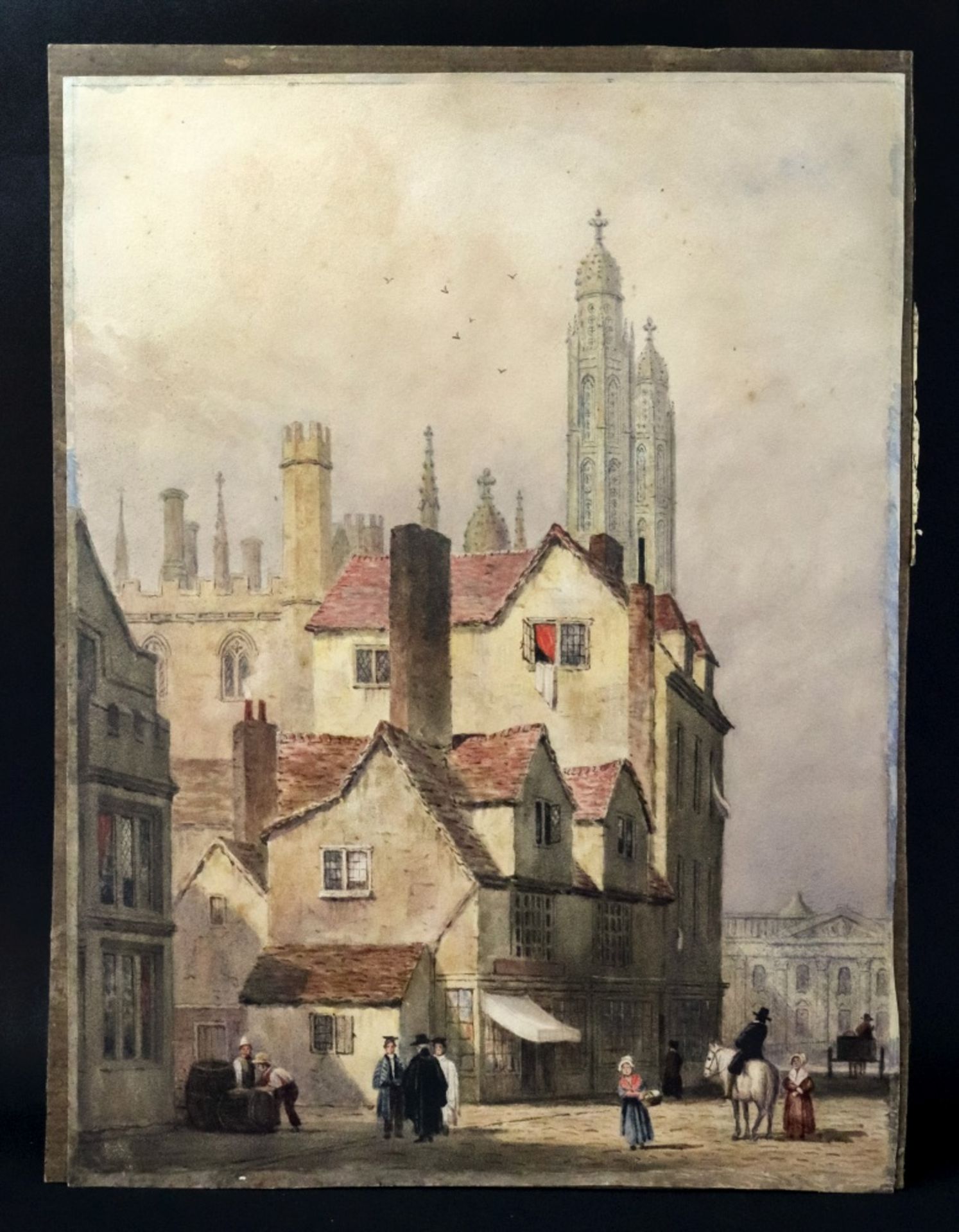 English School, 19th Century, A street view with spires, watercolour, 40 x 30cm, - Bild 3 aus 7