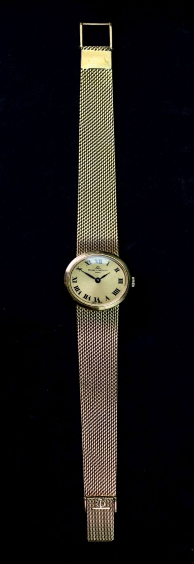 Baume & Mercier; a lady's 18ct gold bracelet watch, the oval dial with Roman numerals, - Image 2 of 4