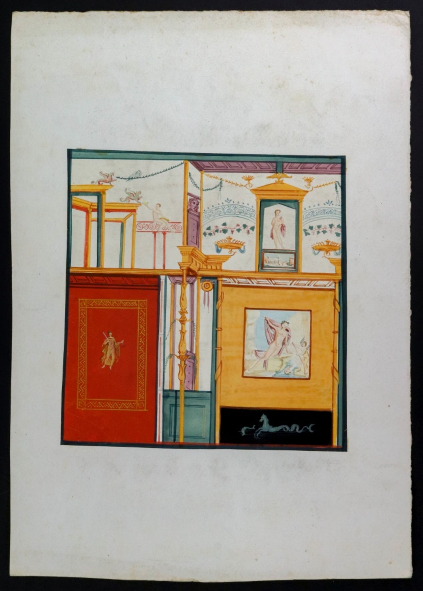 A collection of thirteen works in watercolour and gouache portraying interiors and classical scenes, - Image 26 of 26
