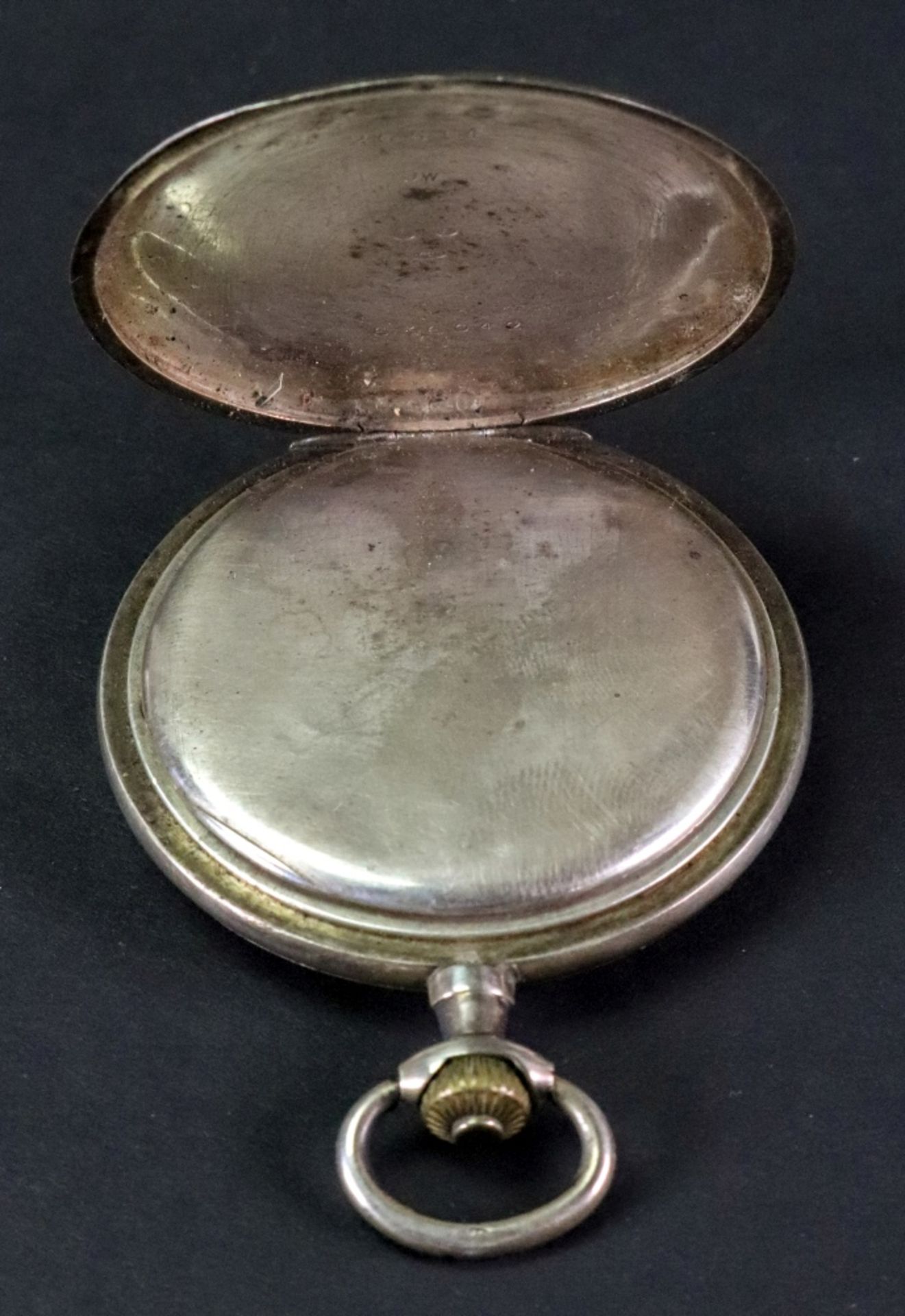 A half hunter pocket watch, the dial with Arabic numerals and subsidiary seconds dial, - Image 3 of 4