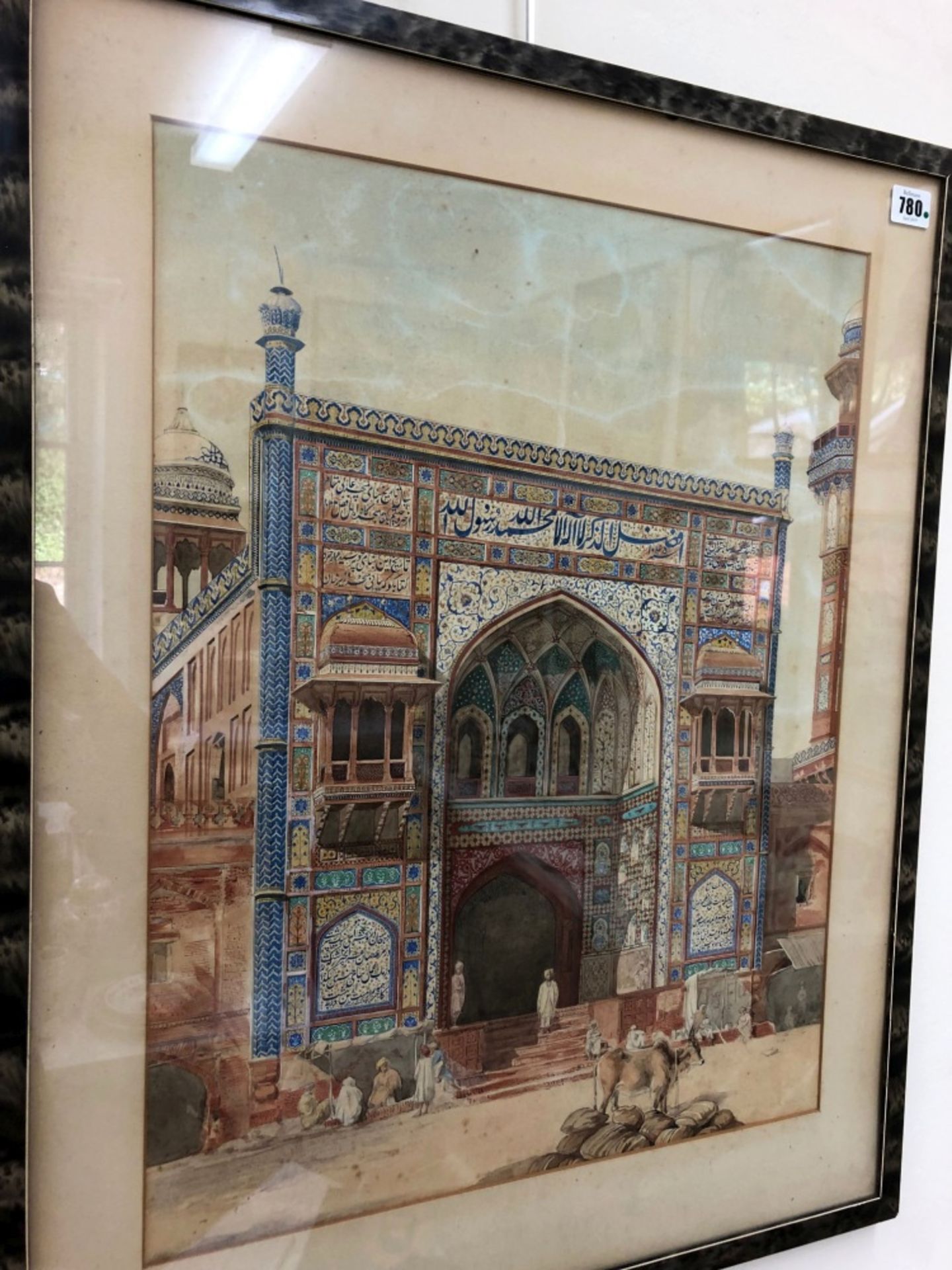 Middle Eastern School, late 19th/early 20th Century, Figures outside a temple, - Image 6 of 7