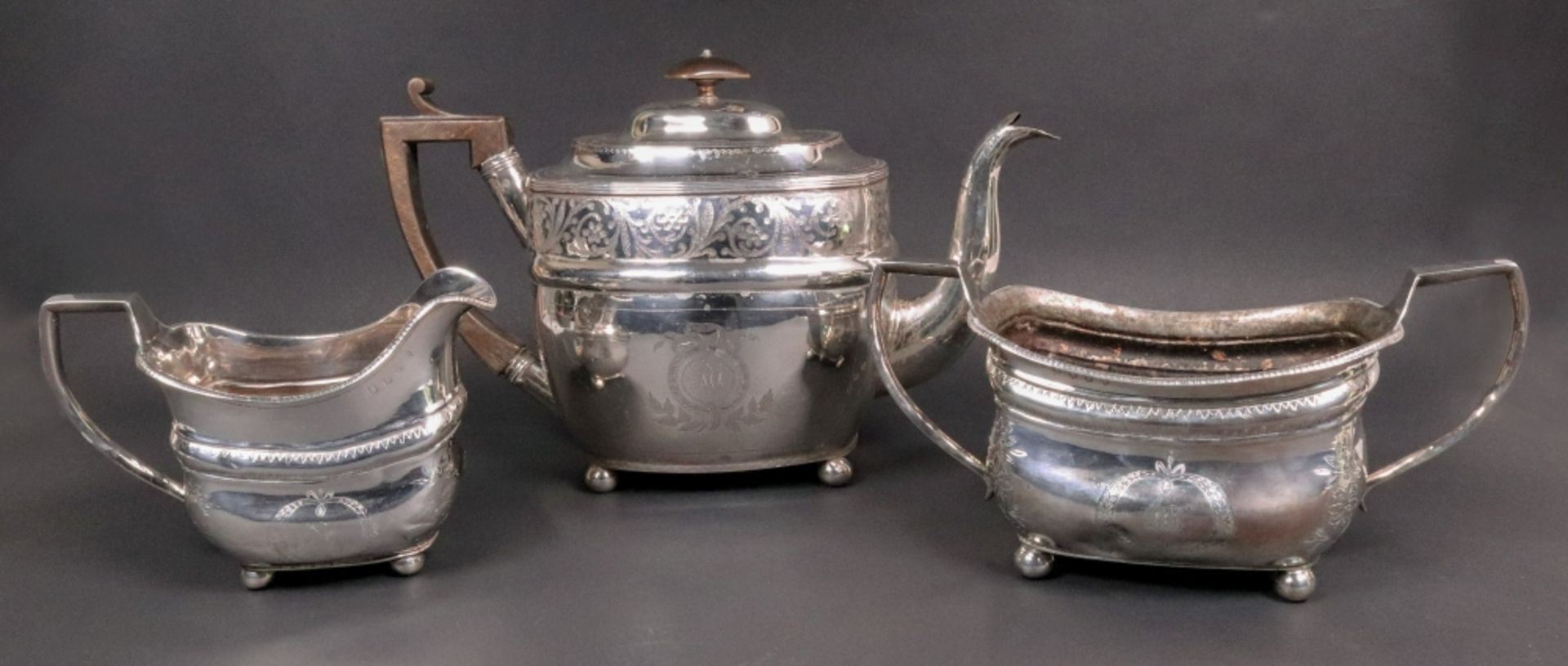 A George III Irish silver sugar basin and milk jug, Dublin 1811, makers marks unclear,