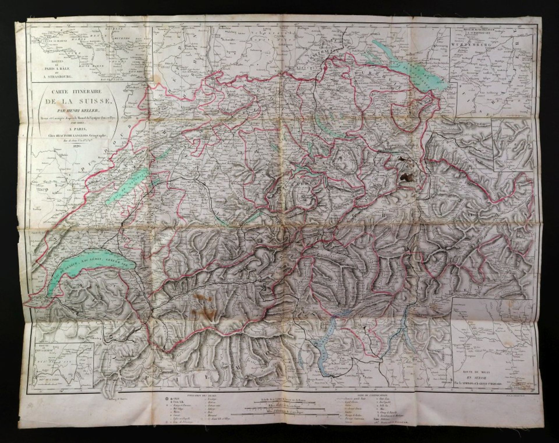 KELLER (Henri) Carte Itineraire De La Suisse, A Paris, 1820,
