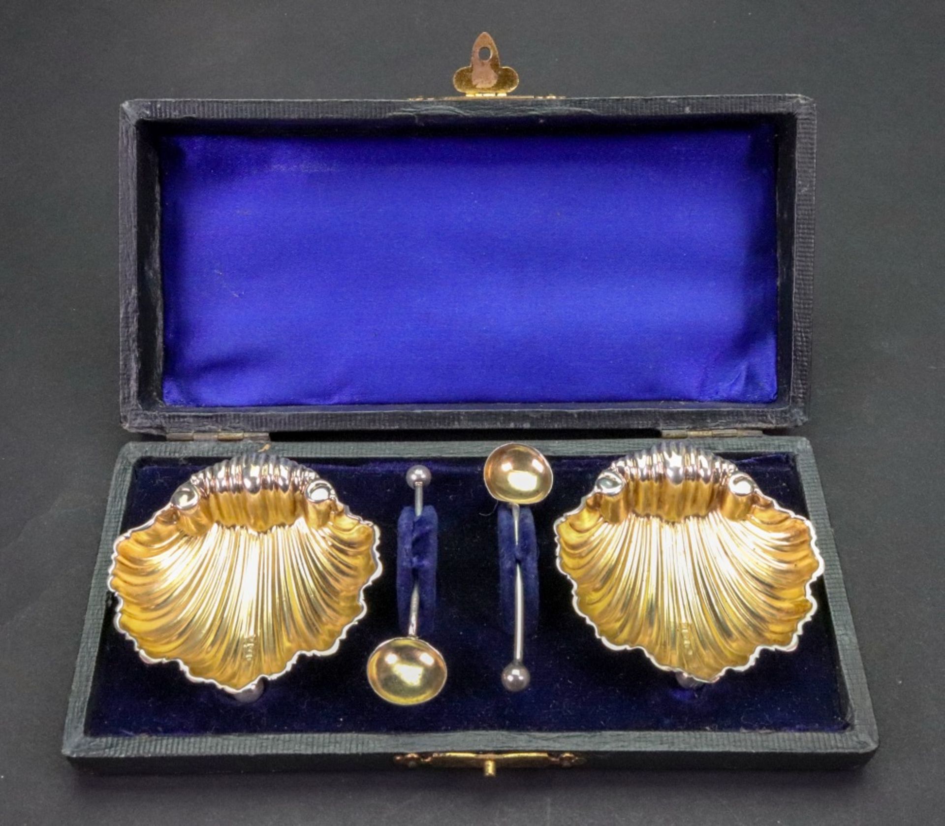 A pair of oval engine turned silver military hair brushes, London 1925, monogrammed, - Image 2 of 2