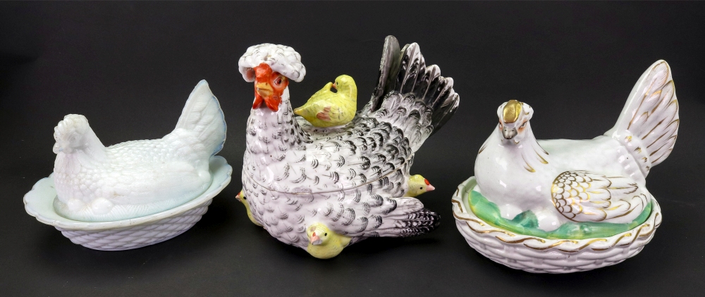 A continental porcelain hen tureen and cover, French or German, late 19th century,