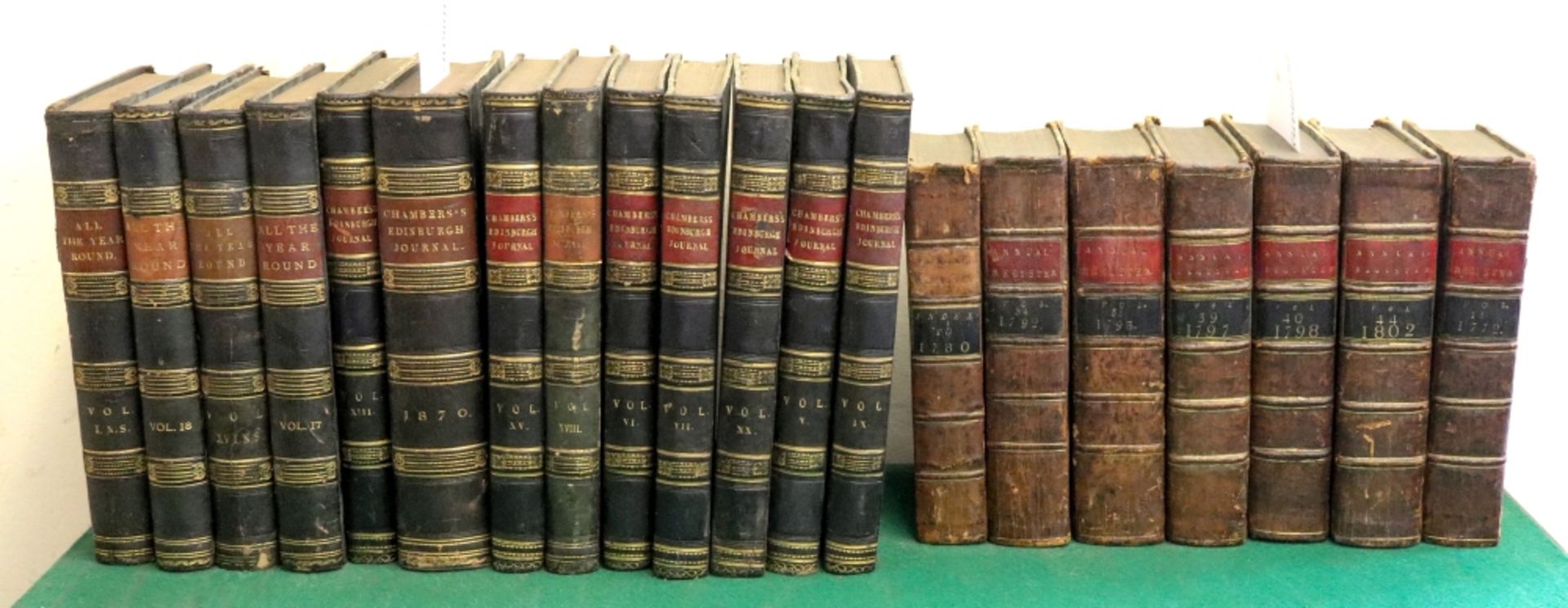 Old Leather and Cloth - a miscellany including: Chambers Journal, 8 volumes, half leather,