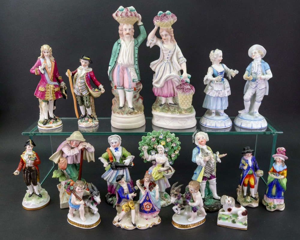 A group of continental porcelain figures, late 19th/20th century,