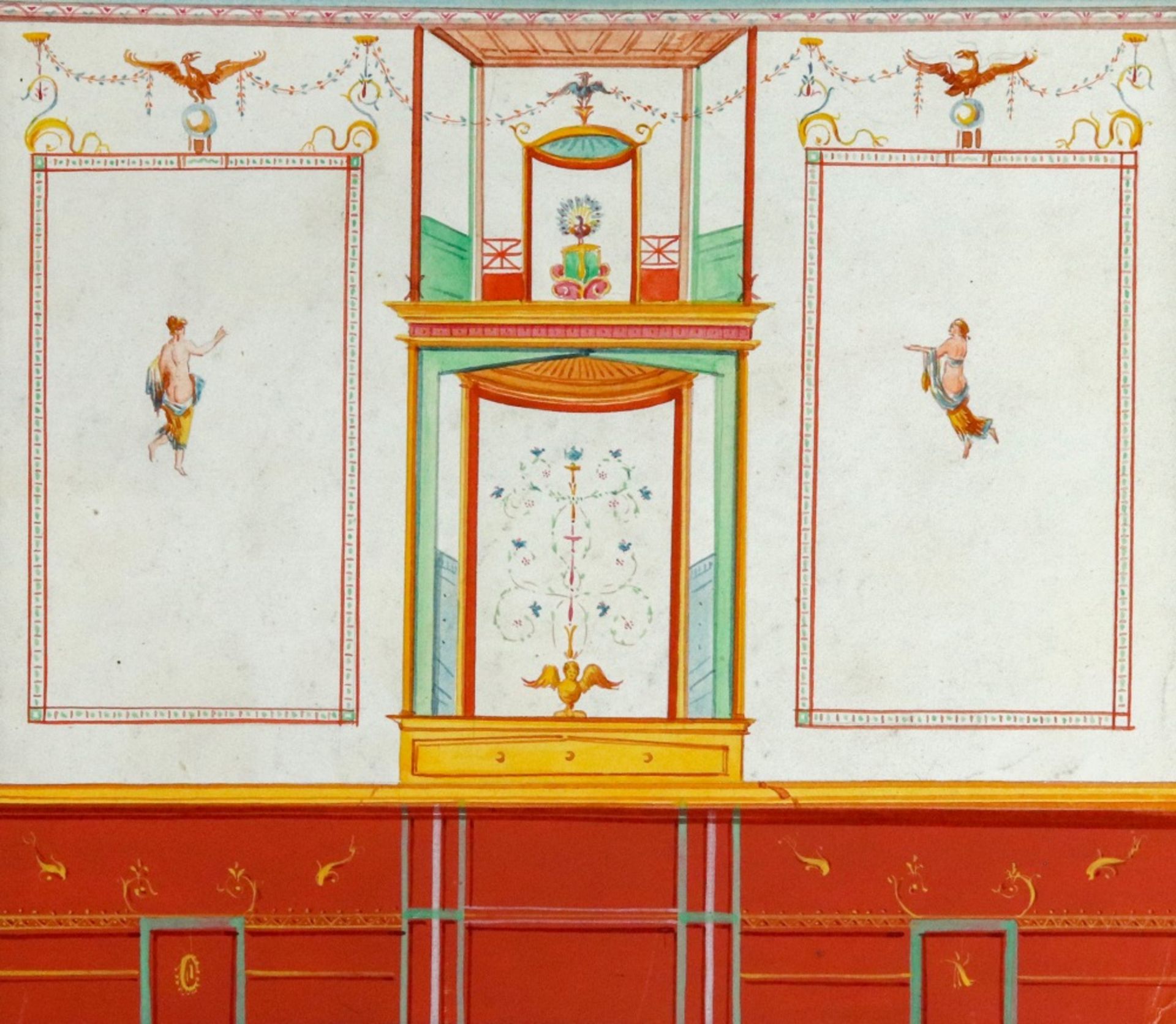 A collection of thirteen works in watercolour and gouache portraying interiors and classical scenes, - Image 11 of 26