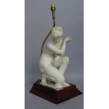 An alabaster figural table lamp, late 19th century,