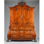 A late 18th century Dutch marquetry inlaid Armoire,