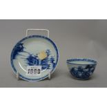 A Chinese blue and white small teabowl and saucer from the Nanking cargo, Qianlong,