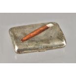 A Victorian silver and enamel cigar case, of curved rectangular form,