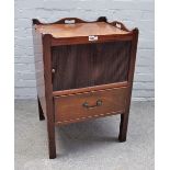 A George III mahogany tray top commode with tambour cupboard over drawer, 54cm wide x 79cm high.
