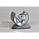 Anthea Alley (British 1927-1993), polished steel sculpture of abstract form, C.