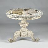 A 19th century Italian specimen marble topped centre table, on acanthus carved base,