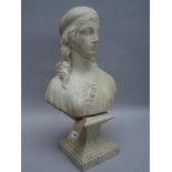 A mid-19th century Italian school marble portrait bust of a young woman,